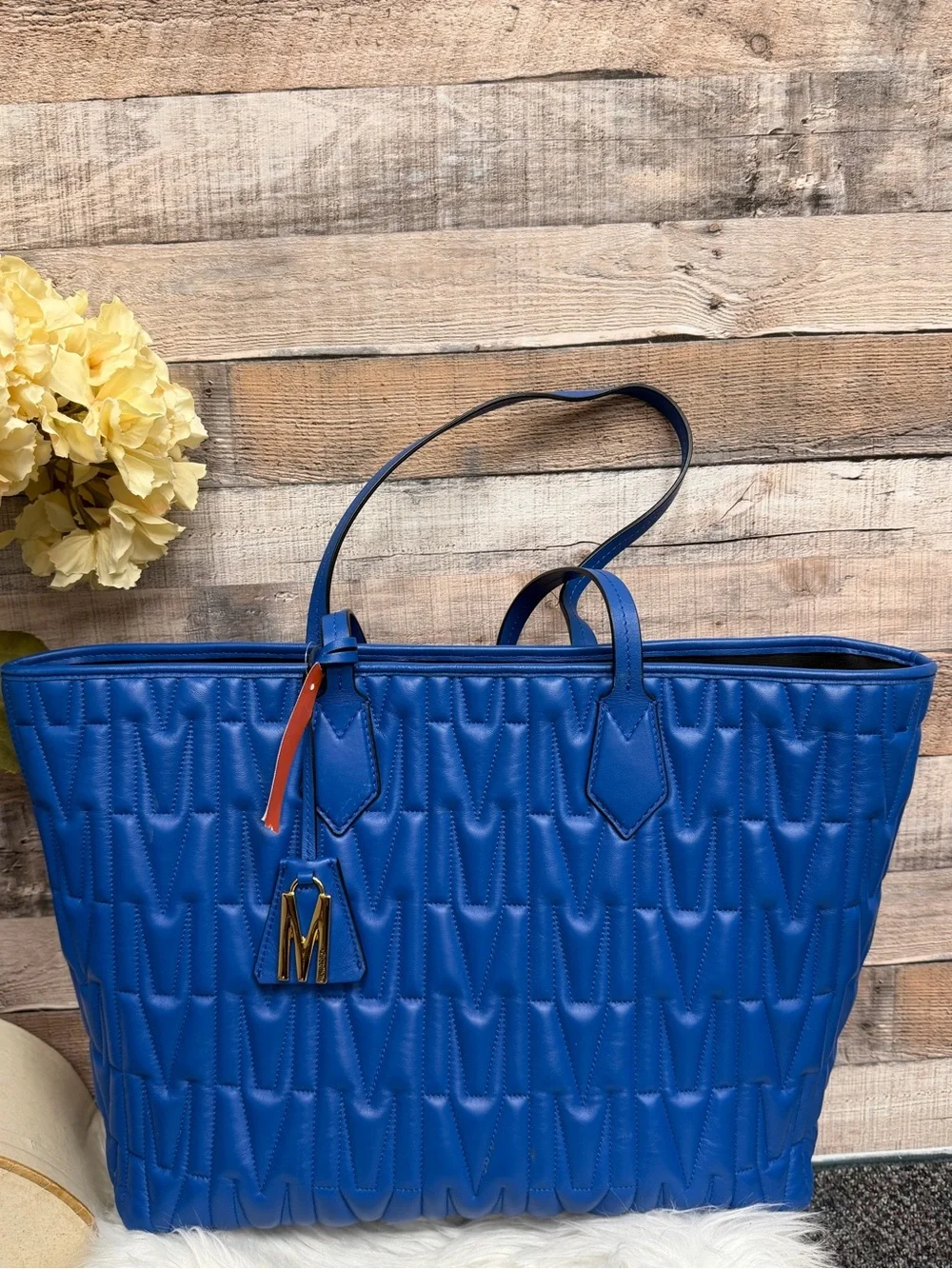 Moschino Milano Electric Blue Quilted M Large Tote